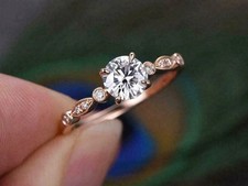 2Ct Round Cut Lab-Created Diamond Women's Engagement Ring 14K Rose Gold Plated