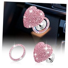 Bling Heart Push Start Button Cover Rocker Lever  Car Start Button Cover