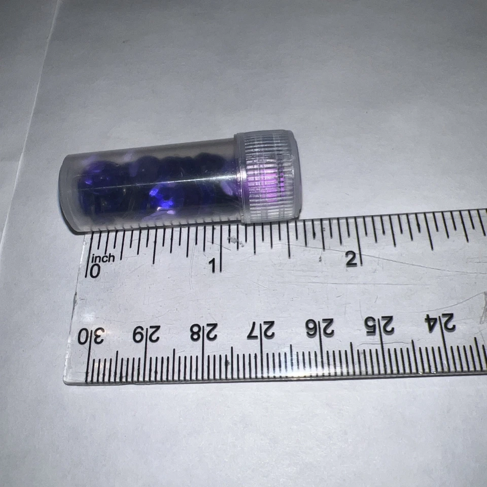 Трубка 1,75 x 0,5 дюйма 4/5 мм россыпью круглые блестки темно-фиолетовые б/у в отличном состоянии - Изображение 3 из 3