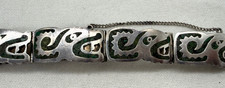 Taxco Mexico Sterling Silver Vintage Miguel Melendez Panel Bracelet with Inlay