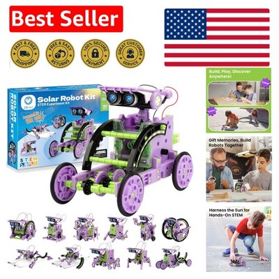 STEM Solar Robot Set - 12-in-1 DIY Kit for Aged 8-14 with 190 Educational Pieces