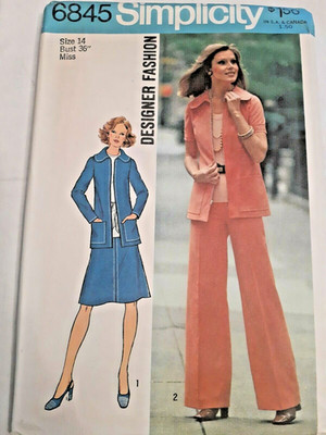 Simplicity 6845 Jacket Skirt Pants Sewing Pattern Ladies 14 Designer Fashion UC