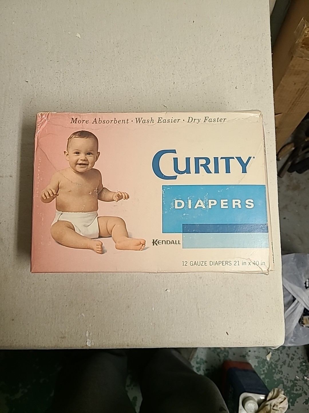 1 Box Curity Cloth Diapers 21" X 40" (12 Gauze Diapers) Unopened (NOS)