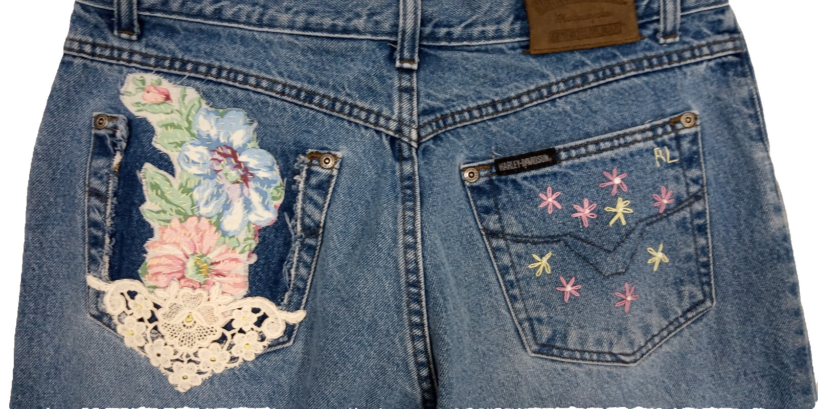 Upcycled Patchwork Jeans Hand Stitched Women's 14… - image 10