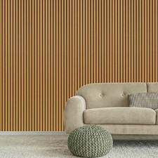 DecorAndDecor - Acoustic Slat Wood Wall Panel - Oak - 1200 / 2400mm x 600mm