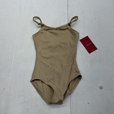 Capezio Leotard Girls 8-10 Beige Cami Adjustable Strap Dance Bodysuit TB1420C