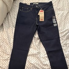 Levi's Skinny Jeans Mid Rise Dark Blue Denim Button Zip 5-Pocket Stretch Women