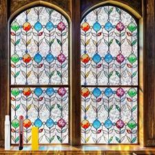 COUNTEWOL Privacy Window Film Stained Glass Effect