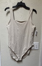 Old Navy Women's Beige Square Neck Sleeveless Bodysuit Size Large One Piece NWT
