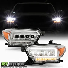 For 2016-2022 Toyota Tacoma Halogen w/ LED DRL Type Chrome Full LED Headlights