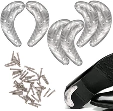 Metal Heel Plates 3 Double Half Moon Sole Guard Repair Pads Silvery 