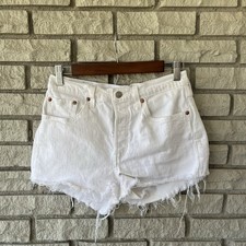 Levi  s White Denim Buttonfly Cut off Shorts Size 27