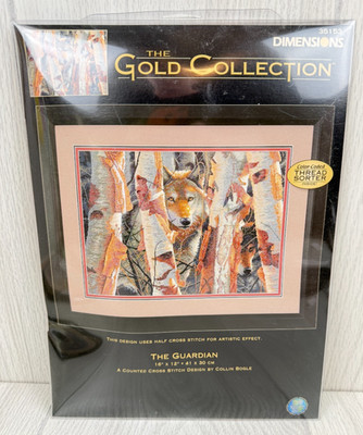 Dimensions Gold Cross Stitch THE GUARDIAN Kit 35153 NOS Sealed Wolf 2005