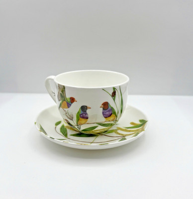 Maxwell & Williams Eloise Short Lyric Cup & Saucer   240ml Gouldian Finch Design