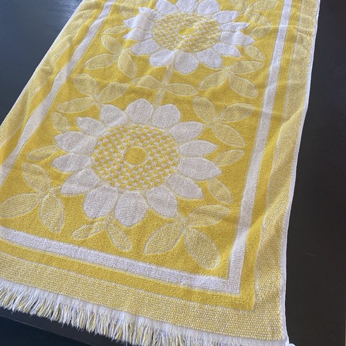 Asciugamano da bagno vintage MCM Santa Maria giallo scolpito girasole margherita fiore