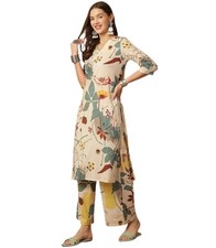 Women's Cotton Floral Printed Straight Kurta  Pant Set