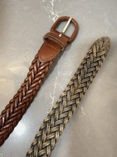 Vintage Braided Leather Belt Brown Full Grain Cowhide Argentina Size 38