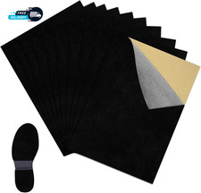 10 Pcs Stick-On Faux Suede Soles for Dance Shoes, 11.8 X8.3 Black Suede Sheets