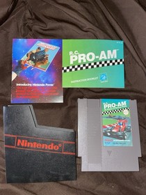 nintendo r.c. pro-am racing nintendo nes game, box, instruction booklet, 1988