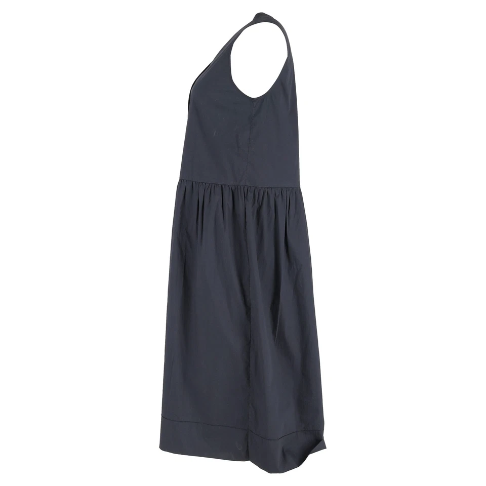 Vestido largo midi cuello redondo The Row en algodón azul marino Foto 2 de 3