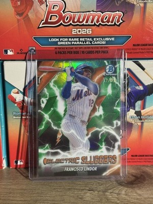 2026 Bowman #ES-1 Francisco Lindor Electric Sluggers Green Refractor #/99