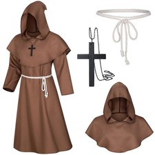 TOKYO REVENGERS Medieval Renaissance Monk Friar Priest Wizard Cloak Hooded...