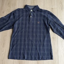 Vintage VTG Tommy Hilfiger Men's Plaid Long Sleeve Polo Shirt Blue/Navy Size L