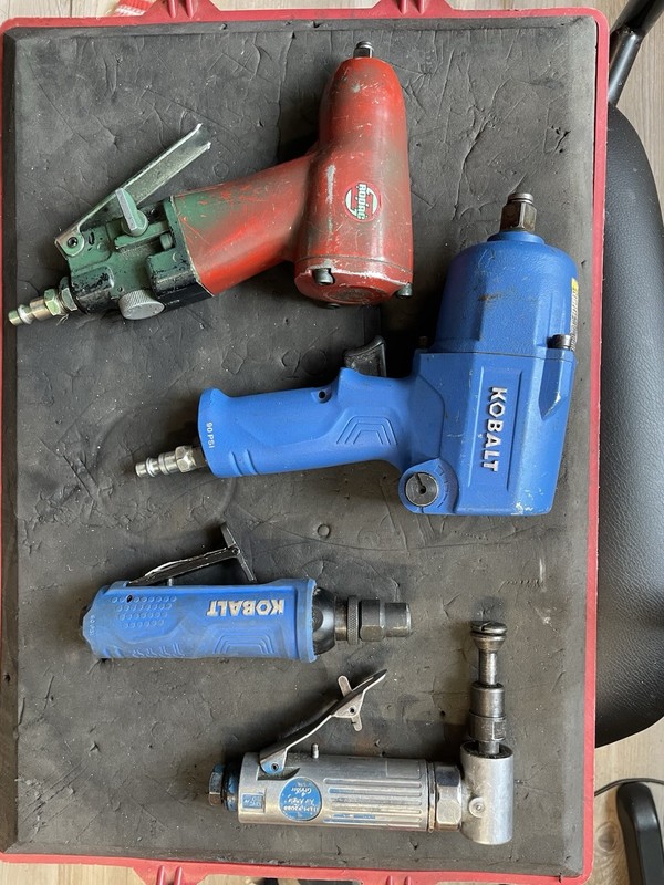 Pneumatic Air Tools Lot Of 4 Kobalt, Central,rodac,Die Grinders And Impacts