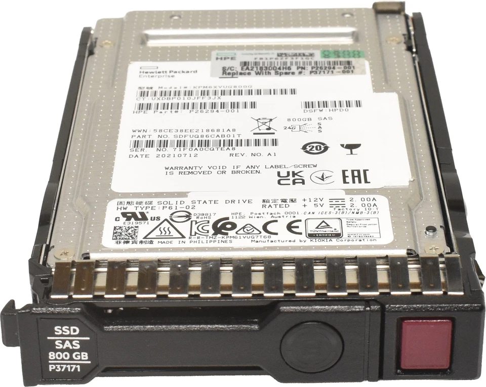 HP 800GB KPM6XVUG800G 2.5" 24G SAS SSD P37171-001 P26294-001 - Bild 2 von 4