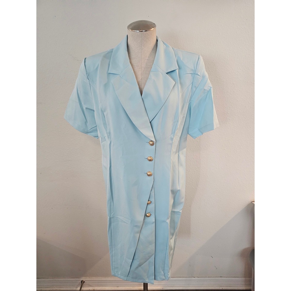 blue gold button blazer dress Gold button detail blazer dress – Cherine Fakhry main image 1