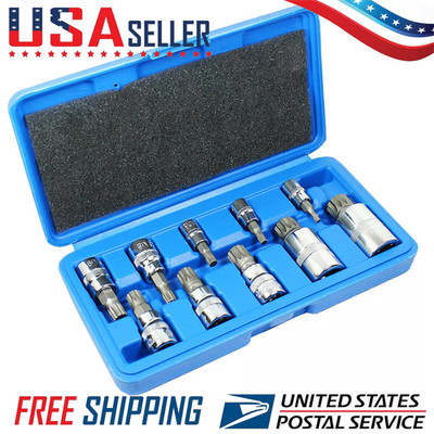 10PCS XZN 12 Point Triple Square Spline Bit Socket Set Tamper Proof 4MM-18MM