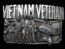 PF03102 VINTAGE 1983  VIETNAME VETERAN  MILITARY PEWTER BERGAMOT BELT BUCKLE