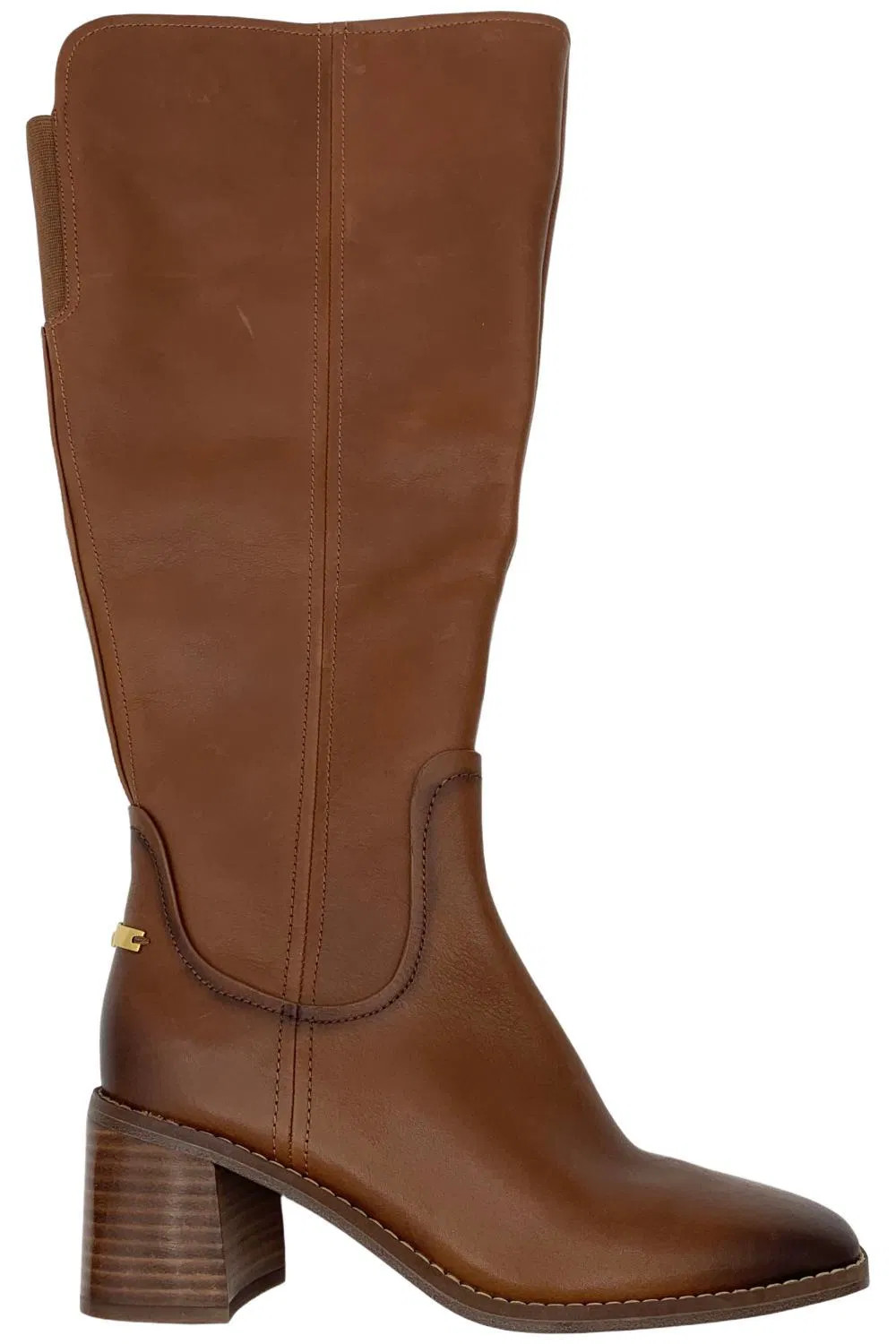 Naturalizer 27 Edit Women's Edda Wide Calf Knee Boot Brown/Gld Leather