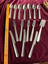 Vintage tin childrens play cutlery and spatula