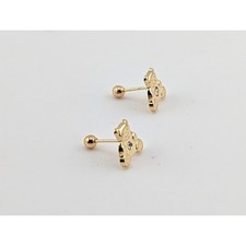 Women's 14k Solid Gold Earrings Teddy Bear