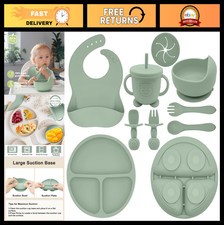 Silicone Baby Feeding Set - Suction Bowls, Divided Plates, Bib, Utensils Cup