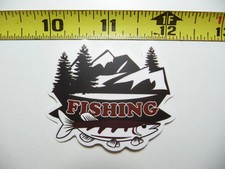 FUN FISHING MOUNTAIN SCENE LAKE FISH SMALL STICKER DECAL OUTDOORS BOATING