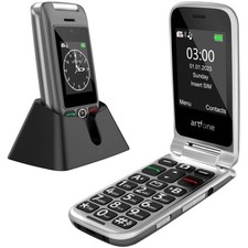 Grey - 4G LTE Flip Phone Unlcoked  Cell Phone for Seniors  2.4" Dual-LCD  SOS Bu...