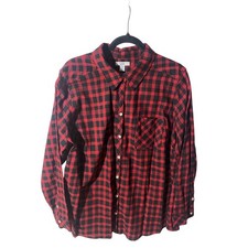 Croft & Barrow Red Black Buffalo Plaid Flannel Button Down Shirt Mens 1X
