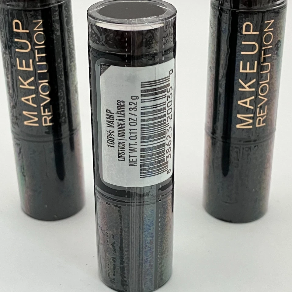 Makeup Revolution Amazing Lipstick 100% Vamp Rouge A Levres Pack Of 3 - Image 3 of 4
