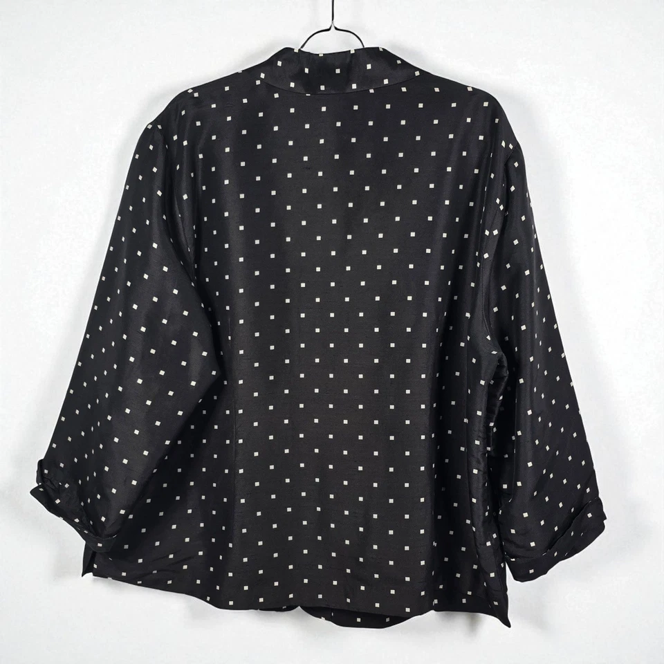 Blusa Camisa Silkland Mujer 2X Negro Blanco Lunares Abotonada Manga 3/4 Foto 2 de 4
