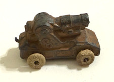 Vintage 1930s Barclay World War 1 Metal Cannon Toy White Wheels - Barrel missing