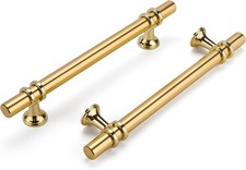 8 Pack Gold Cabinet Handles, Brushed Brass Cabinet Pulls Kitchen Handles Barrel