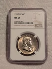 1957-D NGC MS65 Franklin Silver Half Dollar Coin!!!!!!