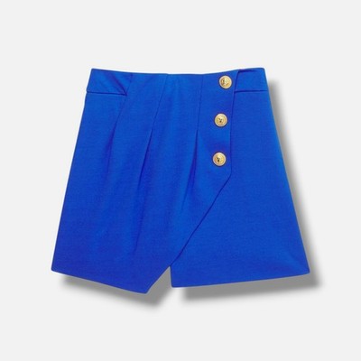 Balmain Girls' Blue Wrapover Button Shorts Size 4