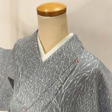 Fine Pattern Washable Kimono Floral Sleeve 66.5cm Length 165cm Used Japan