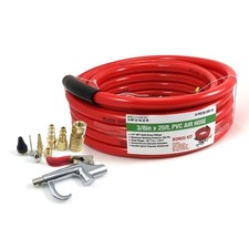 3/8 x 25 FT PVC Air Compressor Hose + 10 Pieces Air Compressor Accessories Kit