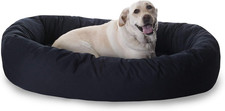 X-Large 52" Washable Cozy Donut Dog Bed with Spine Support - Black