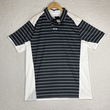 NWT Oakley Golf Polo Shirt Mens Large Hydrolix C1 Archive Stripe Black SS