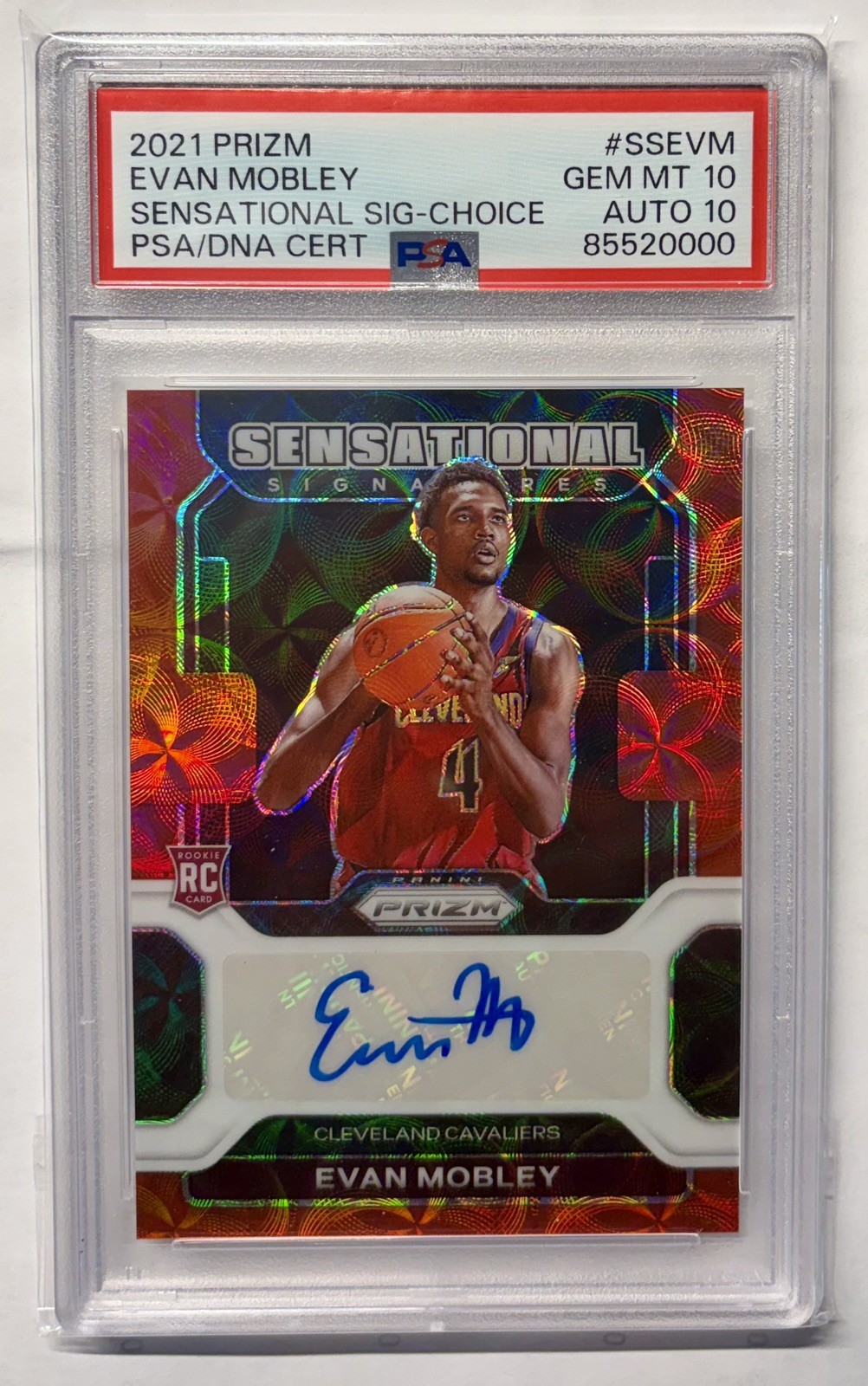 2021 Panini Prizm Choice Evan Mobley Cavaliers RC Rookie PSA 10 PSA/DNA AUTO 10
